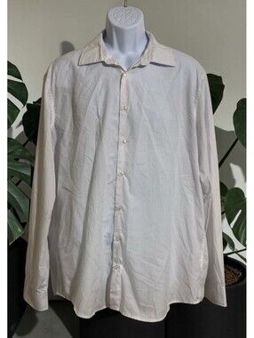 Men’s Alcott White Button Up Long Sleeve Cotton Blend Shirt Sz XXL